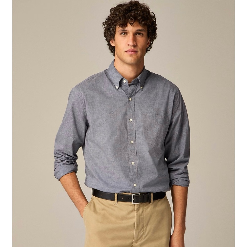 J. Crew Secret Wash Cotton Poplin Shirt Smoky Slate
